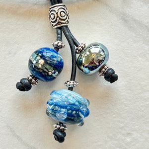 Lampwork Glass + Leather Drop Necklace (LN3B) - Painted Door on Main