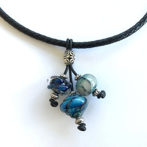 Lampwork Glass + Leather Drop Necklace (Short) - Painted Door on Main