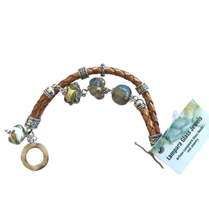 Lampwork Glass + Leather Rope Toggle Clasp Bracelet - Painted Door on Main