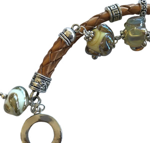 Lampwork Glass + Leather Rope Toggle Clasp Bracelet - Painted Door on Main