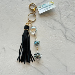 Lampwork Glass + Leather Tassel Purse Charm/Keychain (LPC) - Painted Door on Main