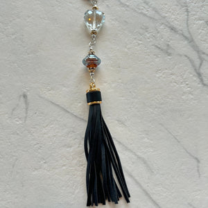 Lampwork Glass + Leather Tassel Purse Charm/Keychain (LPC) - Painted Door on Main
