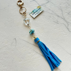 Lampwork Glass + Leather Tassel Purse Charm/Keychain (LPC) - Painted Door on Main