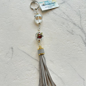 Lampwork Glass + Leather Tassel Purse Charm/Keychain (LPC) - Painted Door on Main