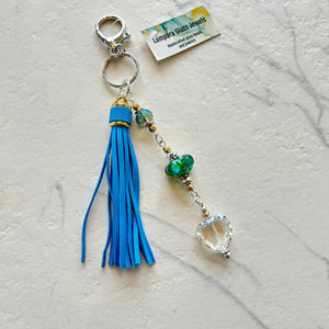 Lampwork Glass + Leather Tassel Purse Charm/Keychain (LPC) - Painted Door on Main
