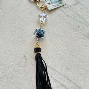 Lampwork Glass + Leather Tassel Purse Charm/Keychain (LPC) - Painted Door on Main