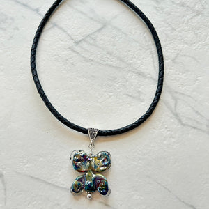Lampwork Glass + Short Leather Necklace (LNSB) - Painted Door on Main