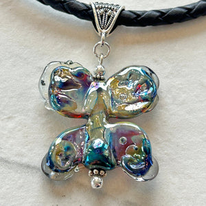 Lampwork Glass + Short Leather Necklace (LNSB) - Painted Door on Main
