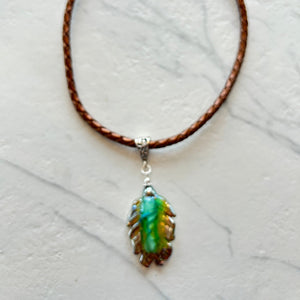 Lampwork Glass + Short Leather Necklace (LNSF) - Painted Door on Main