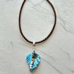 Lampwork Glass + Short Leather Necklace (LNSF) - Painted Door on Main