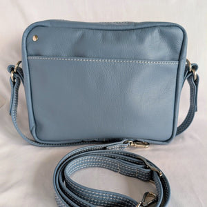 Leather Hand/Crossbody Bag - Powder Blue - Painted Door on Main