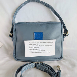 Leather Hand/Crossbody Bag - Powder Blue - Painted Door on Main