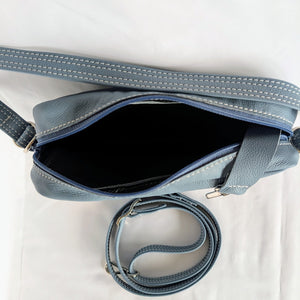 Leather Hand/Crossbody Bag - Powder Blue - Painted Door on Main