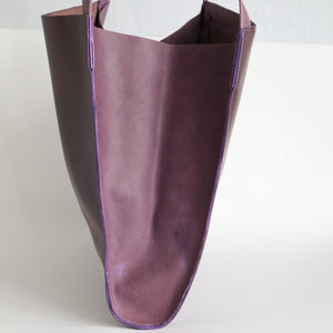Leather Open - Top Purse - Plum - Painted Door on Main