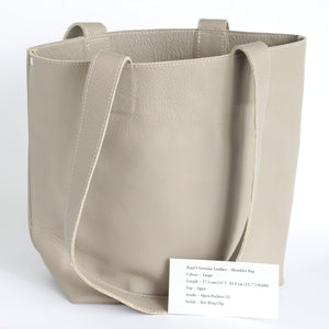 Leather Open - Top Shoulder Bag - Taupe - Painted Door on Main