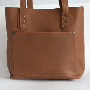 Leather Open - Top Tote - Brown + Orange - Painted Door on Main