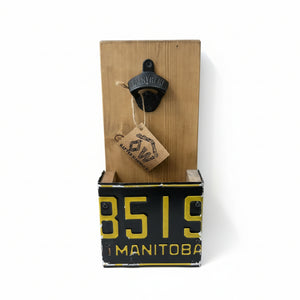 License Plate Bottle Opener - Rafter Diamond W - Painted Door on Main