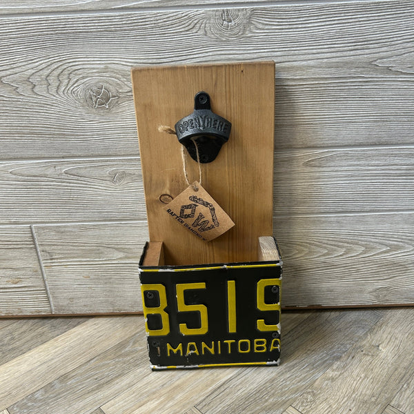 License Plate Bottle Opener - Rafter Diamond W - Painted Door on Main