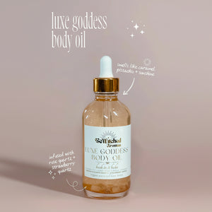 Luxe Goddess Crystal Infused Body Oil - Bewitched Aromas - Painted Door on Main