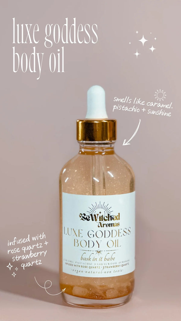 Luxe Goddess Crystal Infused Body Oil - Bewitched Aromas - Painted Door on Main