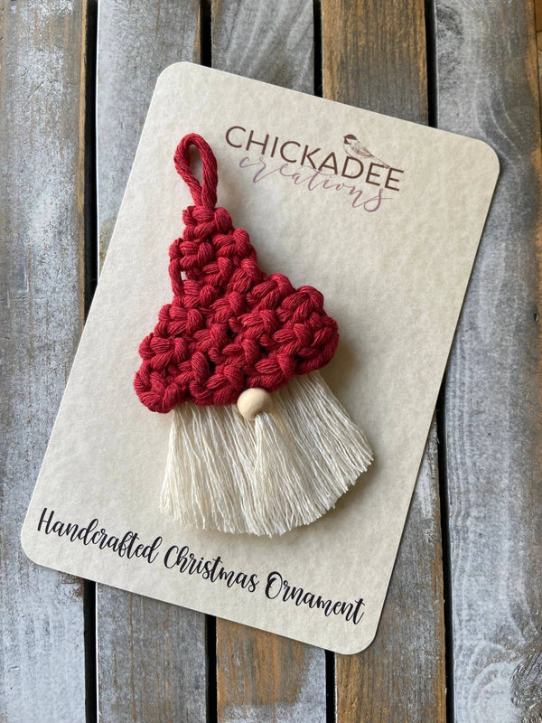 Macrame Gnome Ornament - Chickadee Creations - Painted Door on Main