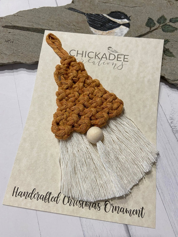 Macrame Gnome Ornament - Chickadee Creations - Painted Door on Main