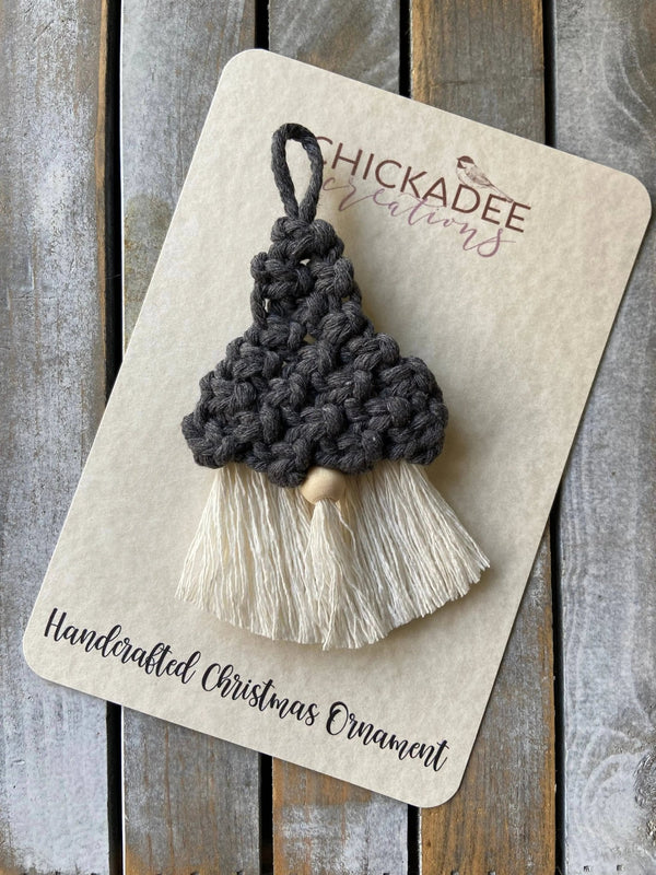 Macrame Gnome Ornament - Chickadee Creations - Painted Door on Main