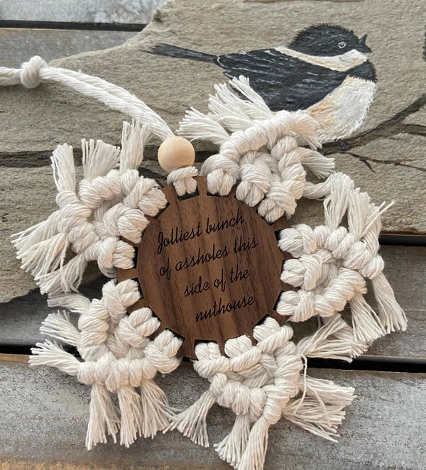 Macrame Ornaments - Chickadee Creations - Painted Door on Main