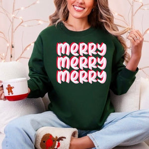 'Merry Merry Merry' Crewneck - Thumbprint Designs - Painted Door on Main