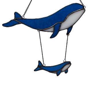 Mom & Baby Whale - Tevlan Glass - Painted Door on Main
