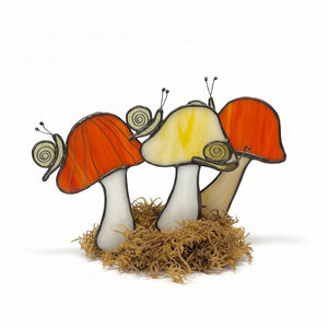 Mushroom with Snail Plant Picks - Tevlan Glass - Painted Door on Main