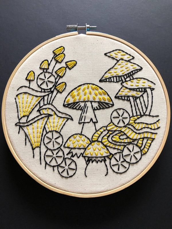 Mushrooms Embroidery Kit - Hook, Line & Tinker - Painted Door on Main