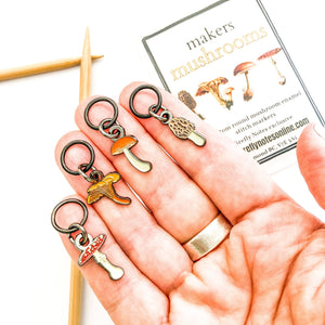 Mushrooms Stitch Markers - Firefly Notes - Painted Door on Main
