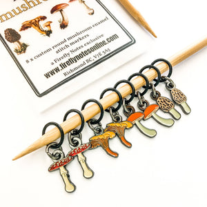 Mushrooms Stitch Markers - Firefly Notes - Painted Door on Main