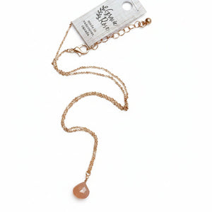 Pink Chalcedony Charm Gold Necklace - Painted Door on Main