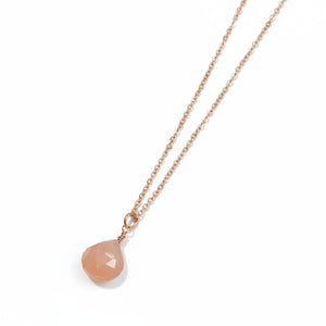 Pink Chalcedony Charm Gold Necklace - Painted Door on Main
