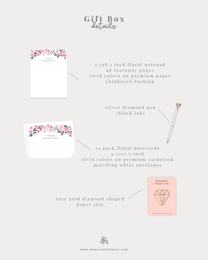 Pink Floral Stationery Gift Set – Personalized - Painted Door on Main