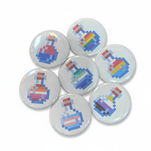 Pixel Pride Potion Bottle Pin-Back Buttons - Painted Door on Main