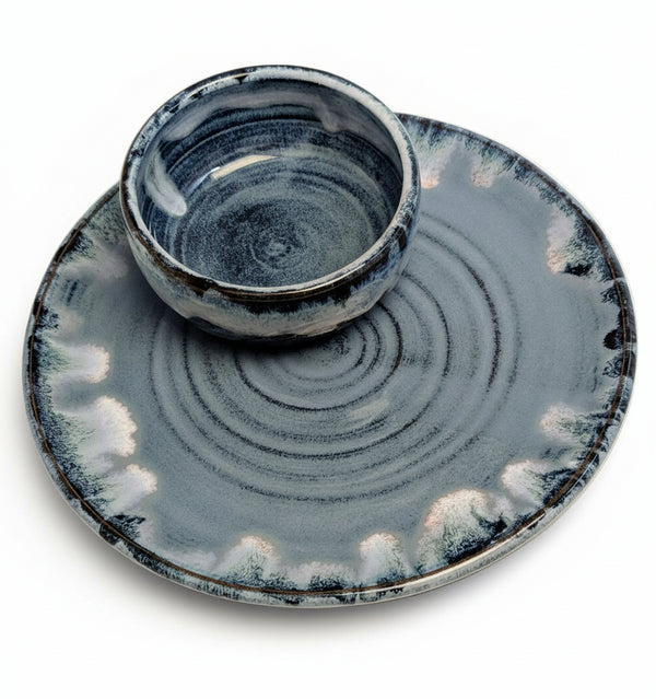 Platter with Dip Bowl - Elizabeth's Clay Vision - Painted Door on Main