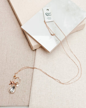 Rhinestone Drop Starfish Cluster Necklace - Gracie Rose Designs - Painted Door on Main