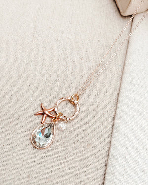 Rhinestone Drop Starfish Cluster Necklace - Gracie Rose Designs - Painted Door on Main