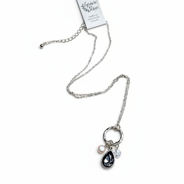 Rhinestone & Freshwater Pearl Necklace - Gracie Rose Designs - Painted Door on Main