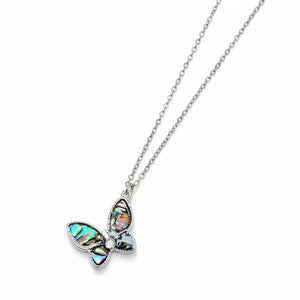 Rhodium Abalone Butterfly Necklace - Gracie Rose Designs - Painted Door on Main