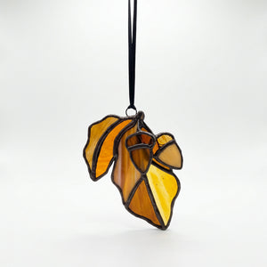 Stained Glass Oak Leaf with Acorns