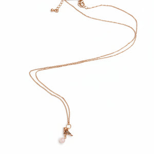 Rose Gold Quartz Bird Charm Necklace - Gracie Rose Designs - Painted Door on Main