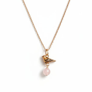 Rose Gold Quartz Bird Charm Necklace - Gracie Rose Designs - Painted Door on Main