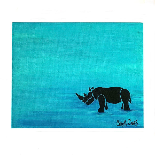 'Save the Rhino' Acrylic on Canvas - Shell Cavé Studio - Painted Door on Main