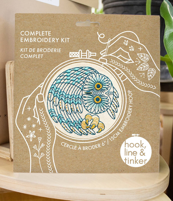 Saw Whet Owl Embroidery Kit - Hook, Line & Tinker - Painted Door on Main