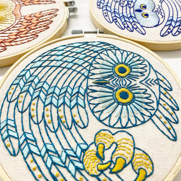 Saw Whet Owl Embroidery Kit - Hook, Line & Tinker - Painted Door on Main