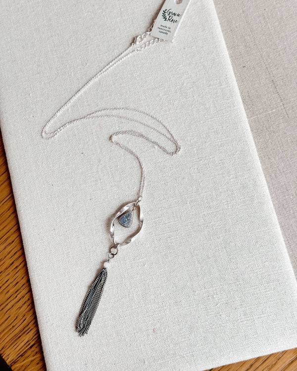 Silver Druzy Quartz Tassel Necklace - Gracie Rose Designs - Painted Door on Main